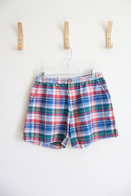 Chubbies Red Blue Plaid Cotton Shorts | L