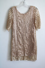 Dear'Gles Golden Scalloped Sequined Dress | XS