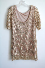 Dear'Gles Golden Scalloped Sequined Dress | XS