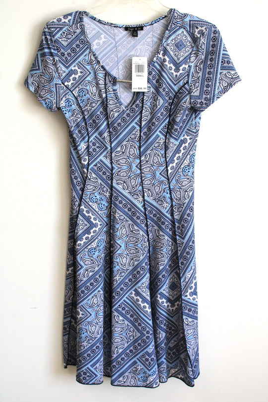 NEW Sami & Jo Blue Floral Paisley Print Dress | S