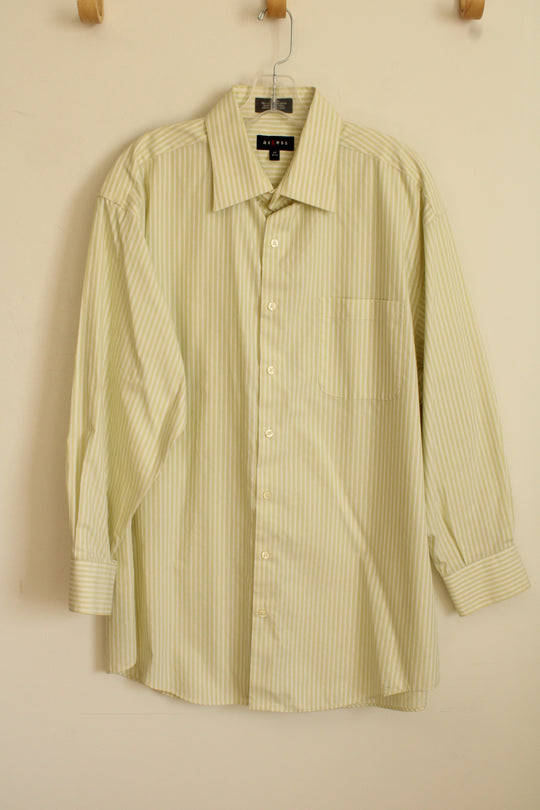Axcess Lime Green Cotton Striped LS Button-down Shirt | XL