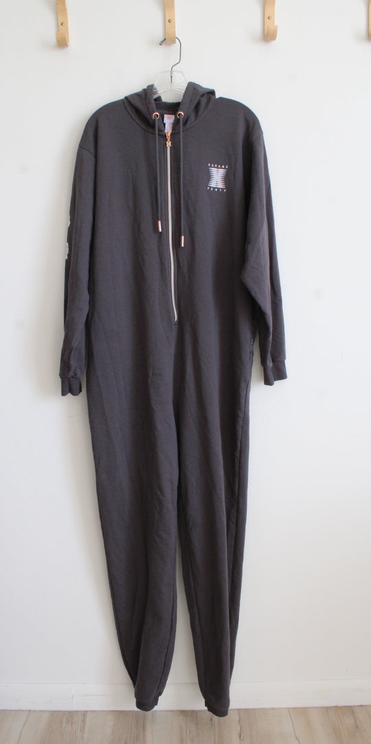 NEW Savage Fenty Forever Savage Gray Hooded Onesie | L