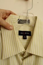 Axcess Lime Green Cotton Striped LS Button-down Shirt | XL