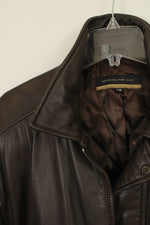 Metropolitan View Brown Genuine Leather Bomber Jacket | L