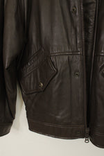 Metropolitan View Brown Genuine Leather Bomber Jacket | L