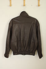 Metropolitan View Brown Genuine Leather Bomber Jacket | L