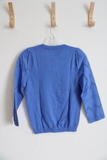 NEW LOFT Blue Eyelet Sleeve Top | XXS Petite