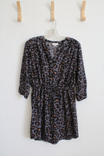 LOFT Gray & Black Leopard Print 3/4 Sleeve Dress | M Petite