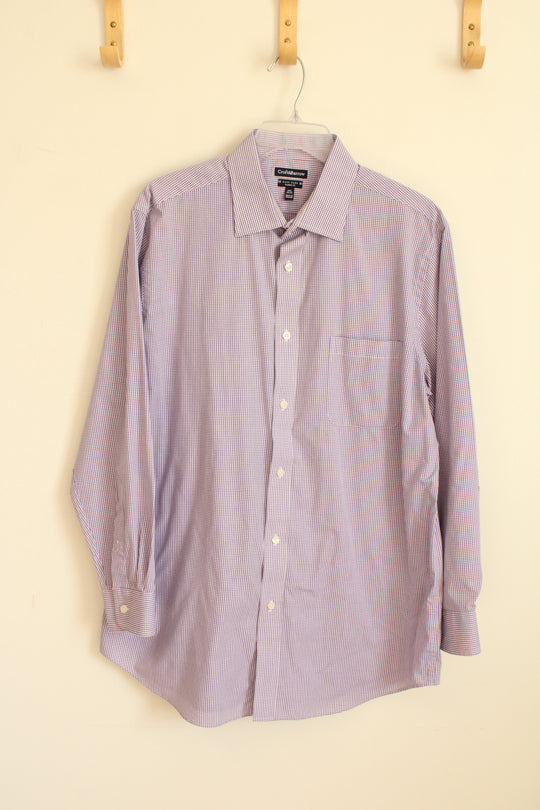 Croft and Barrow Purple and White Plaid Button-down Shirt | L