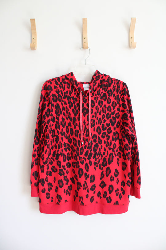 Chico's Red Leopard Print Hoodie | 1 (M)