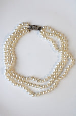 M.K. Vintage Costume Jewelry Triple Strand Faux Pearl Necklace