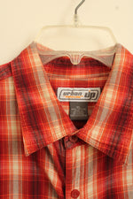 Urban Pipeline Red Orange and Tan Cotton Plaid LS Button-down Shirt | XL