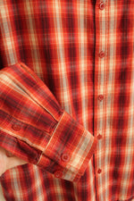 Urban Pipeline Red Orange and Tan Cotton Plaid LS Button-down Shirt | XL