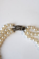 M.K. Vintage Costume Jewelry Triple Strand Faux Pearl Necklace