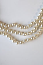 M.K. Vintage Costume Jewelry Triple Strand Faux Pearl Necklace
