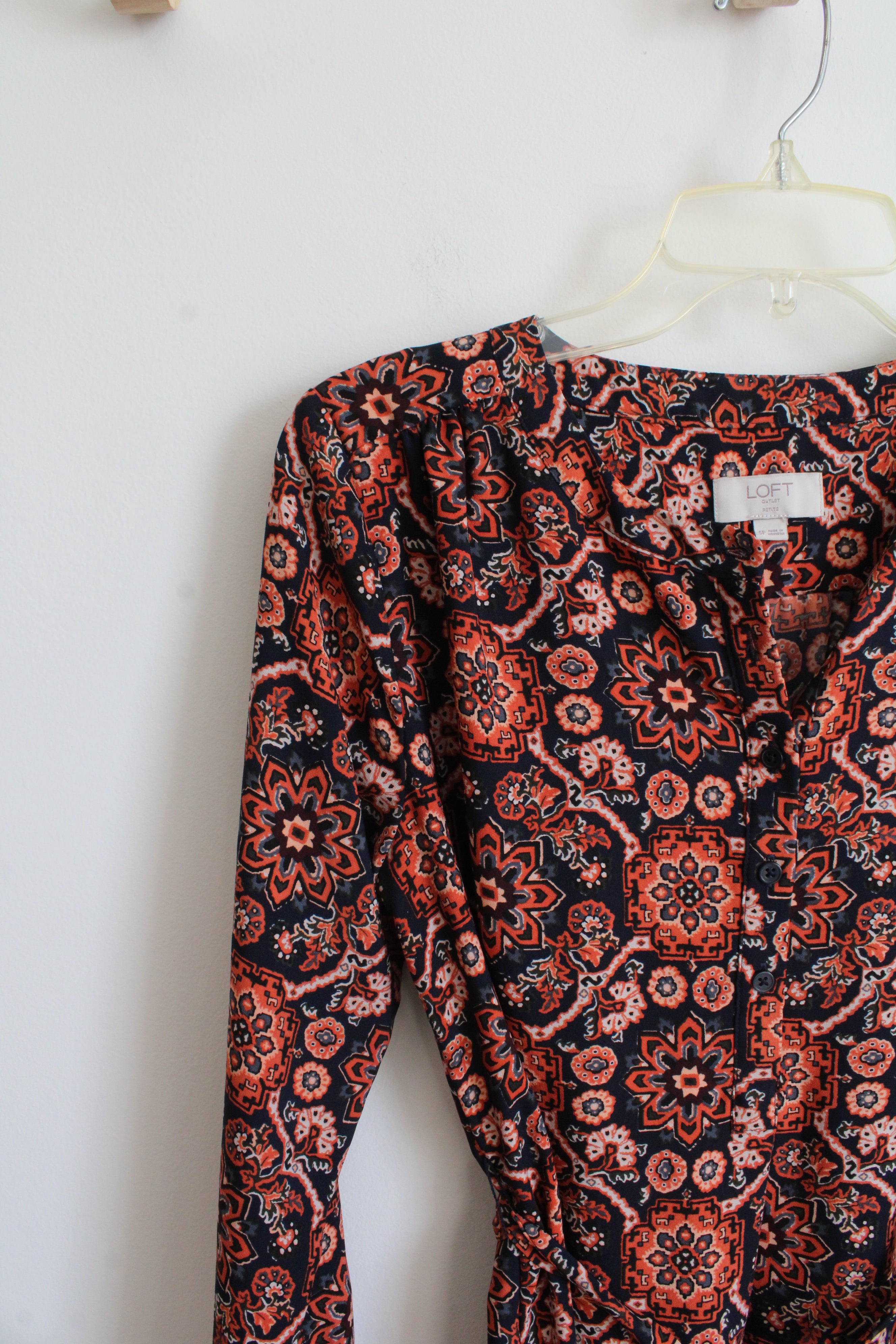 loft petite dresses Navy & Orange Patterned 1/4 Button Down Dress minimalistic palette Size:120 cm Brands_Saint Laurent Men's Shirts | Relaxed,