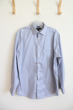 Pronto Uomo Blue & White Striped Button Down Shirt | 17 34/35