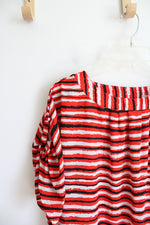 New York & Company Red Black & White Striped Top | L