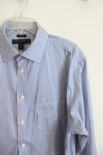 Pronto Uomo Blue & White Striped Button Down Shirt | 17 34/35