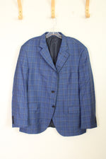 Peter Millar Wool Blue Plaid Blazer | 44