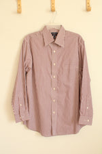 Croft and Barrow Maroon and White Striped LS Button-down Shirt | L