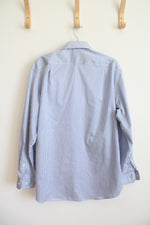 Pronto Uomo Blue & White Striped Button Down Shirt | 17 34/35