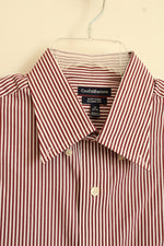Croft and Barrow Maroon and White Striped LS Button-down Shirt | L