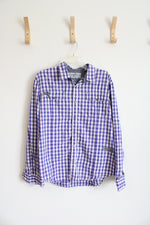 DKNY Purple & White Plaid Button Down Shirt | XL