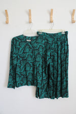 Maren Vintage Green & Black Patterned Top & Skirt | 12