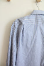 Pronto Uomo Blue & White Striped Button Down Shirt | 17 34/35