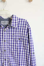 DKNY Purple & White Plaid Button Down Shirt | XL