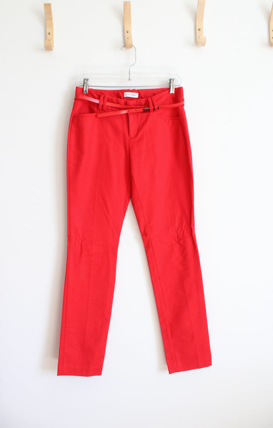 Calvin Klein Red Belted Trouser Pants | 2