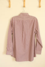 Croft and Barrow Maroon and White Striped LS Button-down Shirt | L