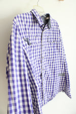 DKNY Purple & White Plaid Button Down Shirt | XL