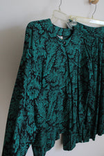 Maren Vintage Green & Black Patterned Top & Skirt | 12