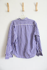 DKNY Purple & White Plaid Button Down Shirt | XL