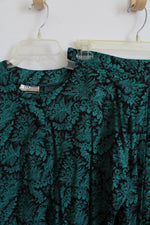 Maren Vintage Green & Black Patterned Top & Skirt | 12