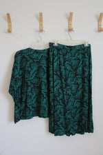 Maren Vintage Green & Black Patterned Top & Skirt | 12