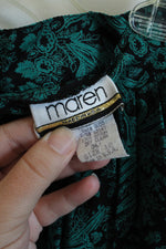 Maren Vintage Green & Black Patterned Top & Skirt | 12