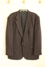Oscar De L Renta Gray and Tan Herringbone Wool Suit Jacket Blazer | 44R