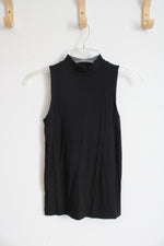 NEW LOFT Black Ribbed Mock Neck Tank Top | XXS Petite