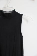 NEW LOFT Black Ribbed Mock Neck Tank Top | XXS Petite