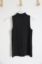 NEW LOFT Black Ribbed Mock Neck Tank Top | XXS Petite