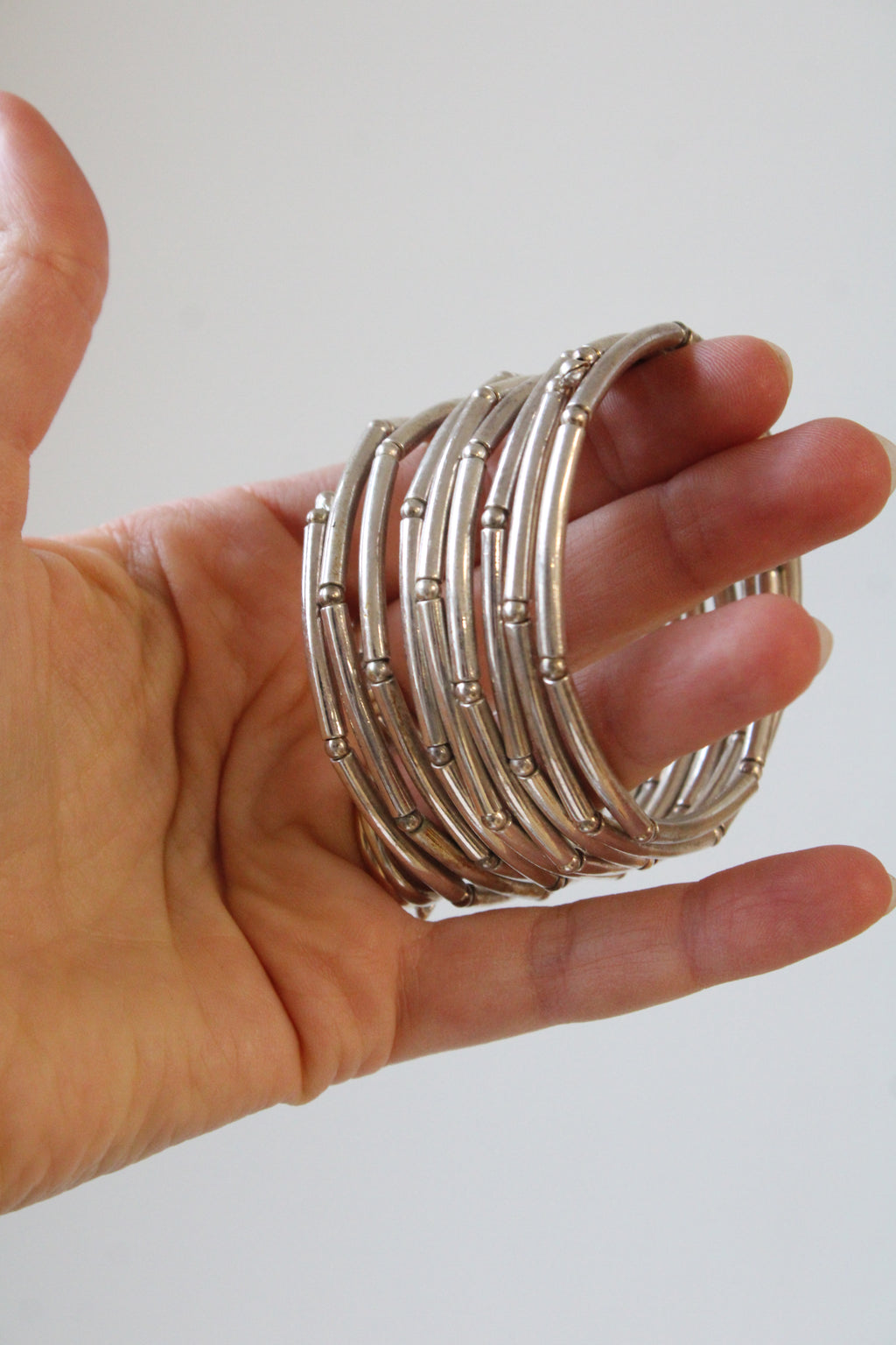 Silver Bamboo Coil Bracelet