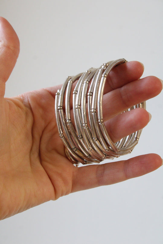 Silver Bamboo Coil Bracelet