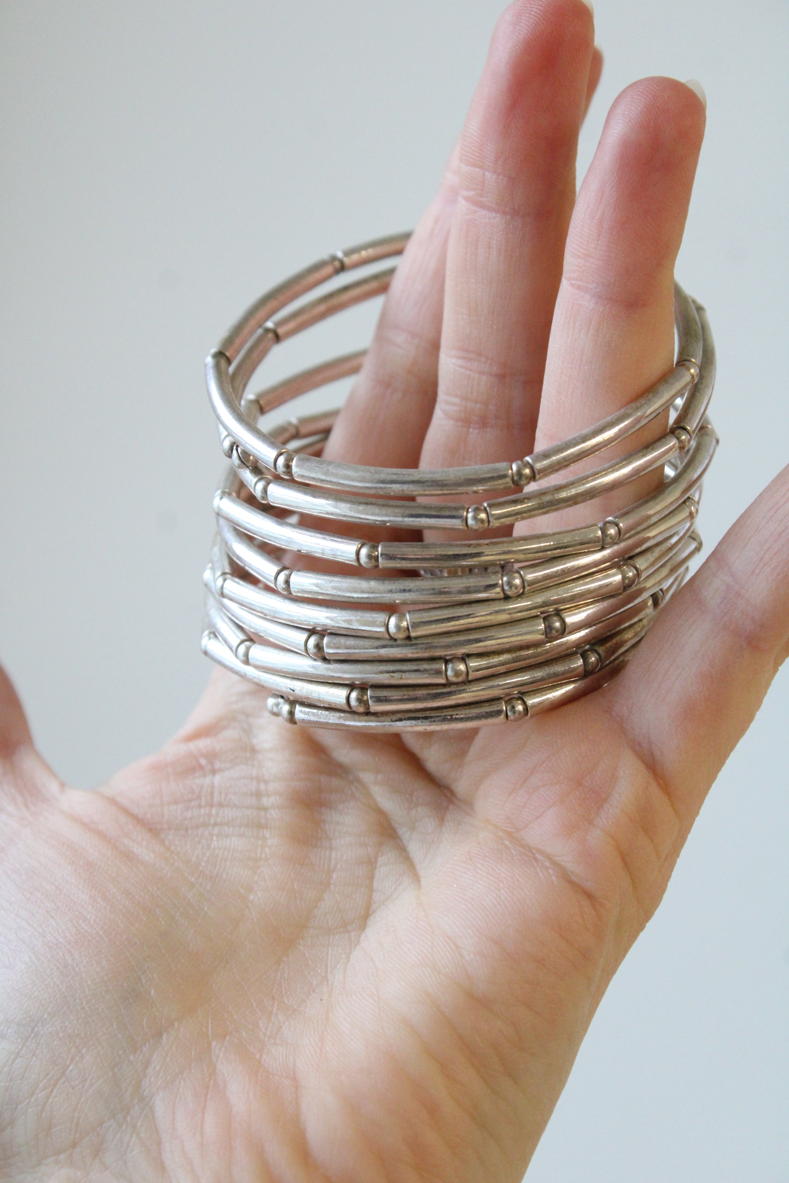 Silver Bamboo Coil Bracelet