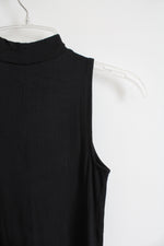 NEW LOFT Black Ribbed Mock Neck Tank Top | XXS Petite