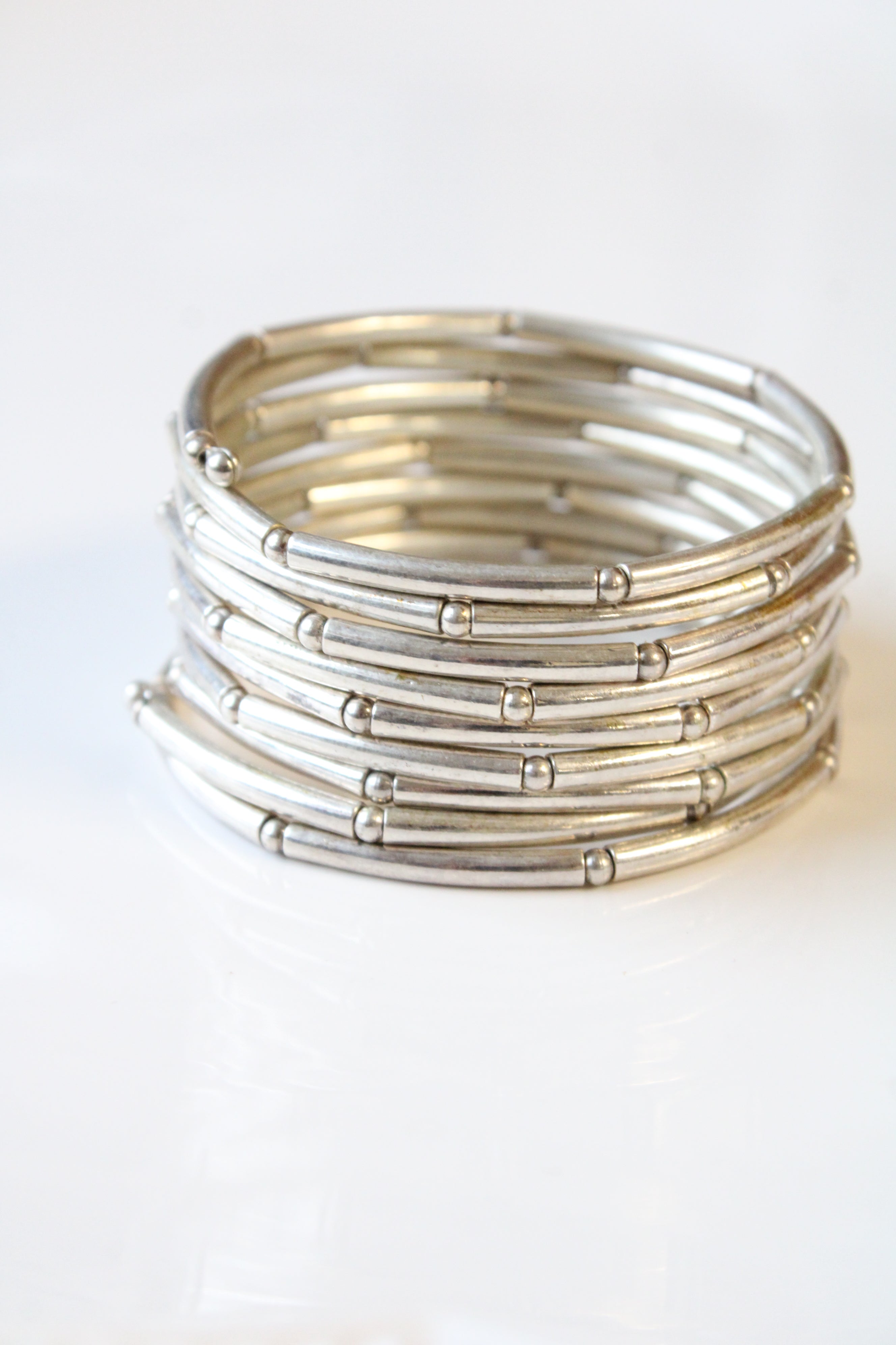 Silver Bamboo Coil Bracelet