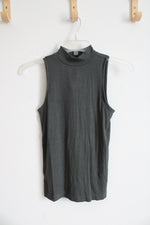 NEW LOFT Green Ribbed Mock Neck Tank Top | XXS Petite