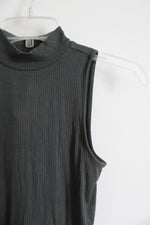 NEW LOFT Green Ribbed Mock Neck Tank Top | XXS Petite